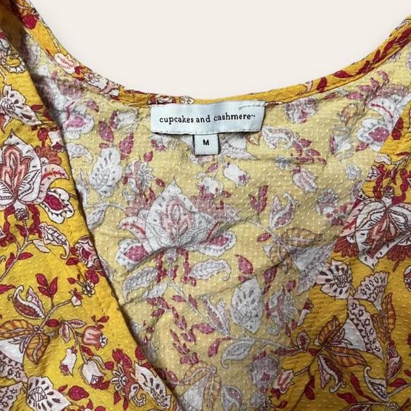 Floral Puff Sleeve Blouse Cupcakes and Cashmere Boho Summer Size Medium - Picture 5 of 6